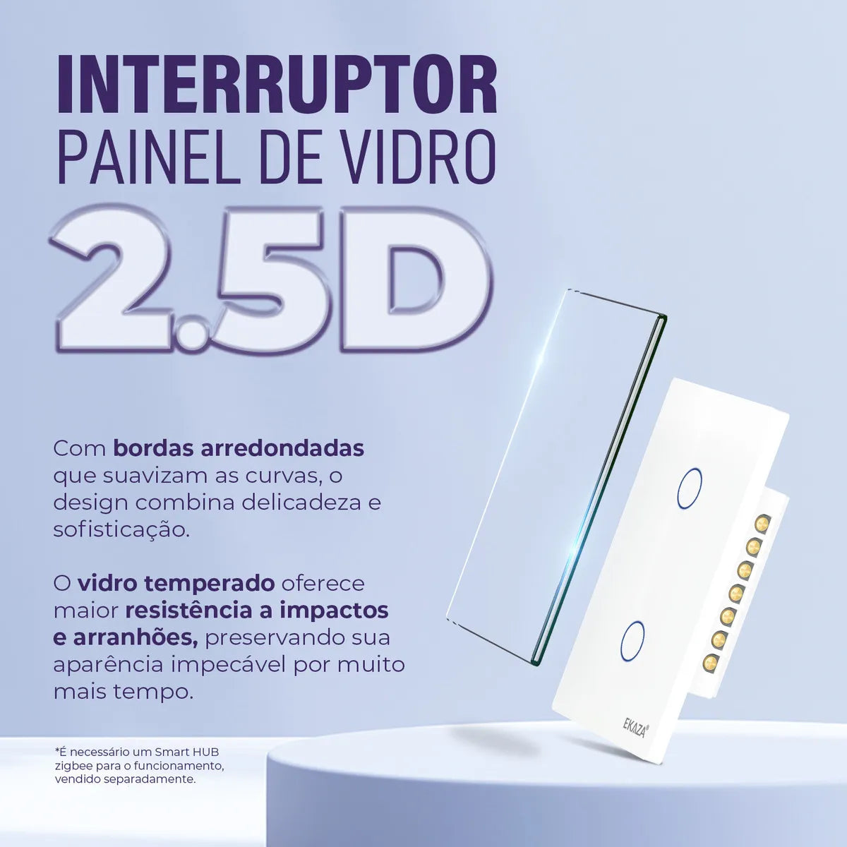 Interruptor De Luz Inteligente Ekaza Zigbee 2 Teclas Touch 4x2 Cor Branco 10A 110/220V