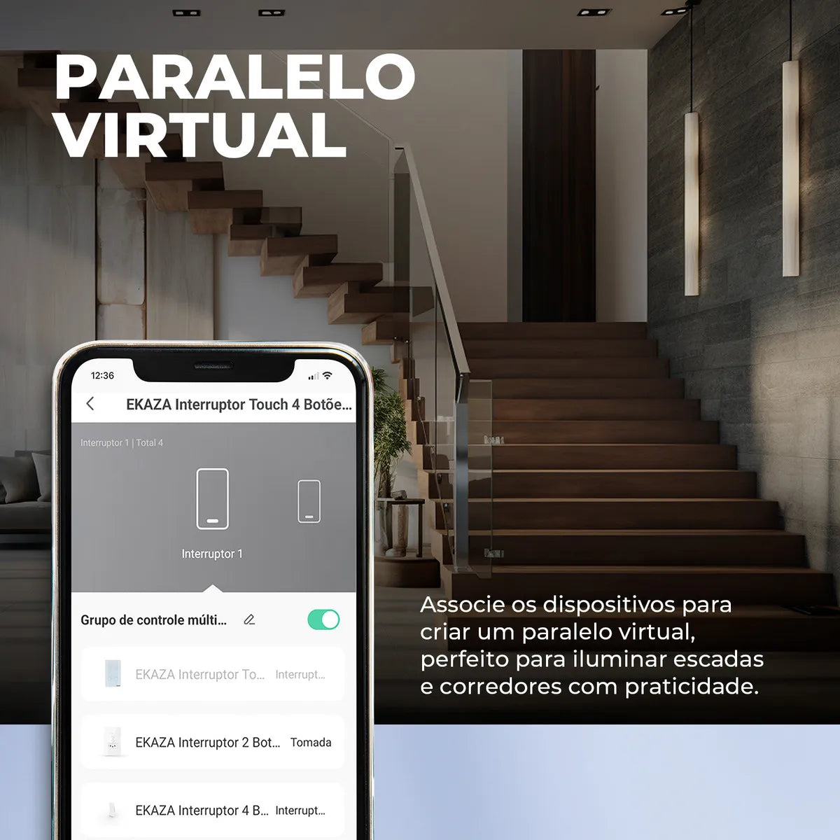 Interruptor De Luz Inteligente Ekaza Zigbee 2 Teclas Touch 4x2 Cor Branco 10A 110/220V