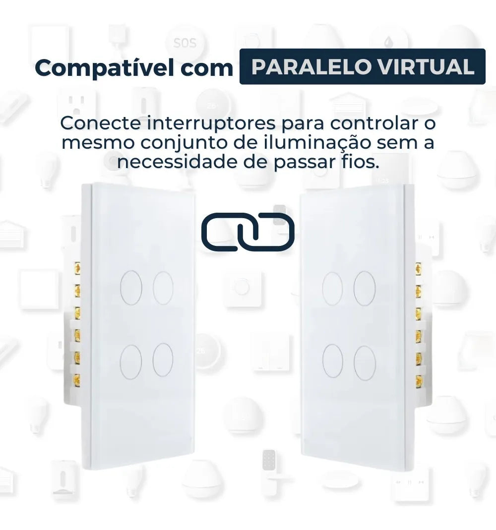 Interruptor De Luz Inteligente Ekaza Zigbee 1 Teclas Touch 4x2 Cor Branco/Preto 10A 110/220V