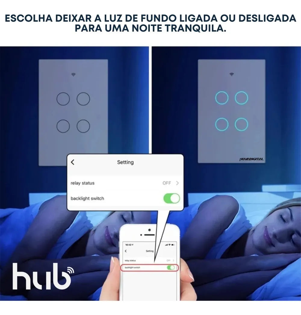 Interruptor De Luz Inteligente Ekaza Zigbee 1 Teclas Touch 4x2 Cor Branco/Preto 10A 110/220V