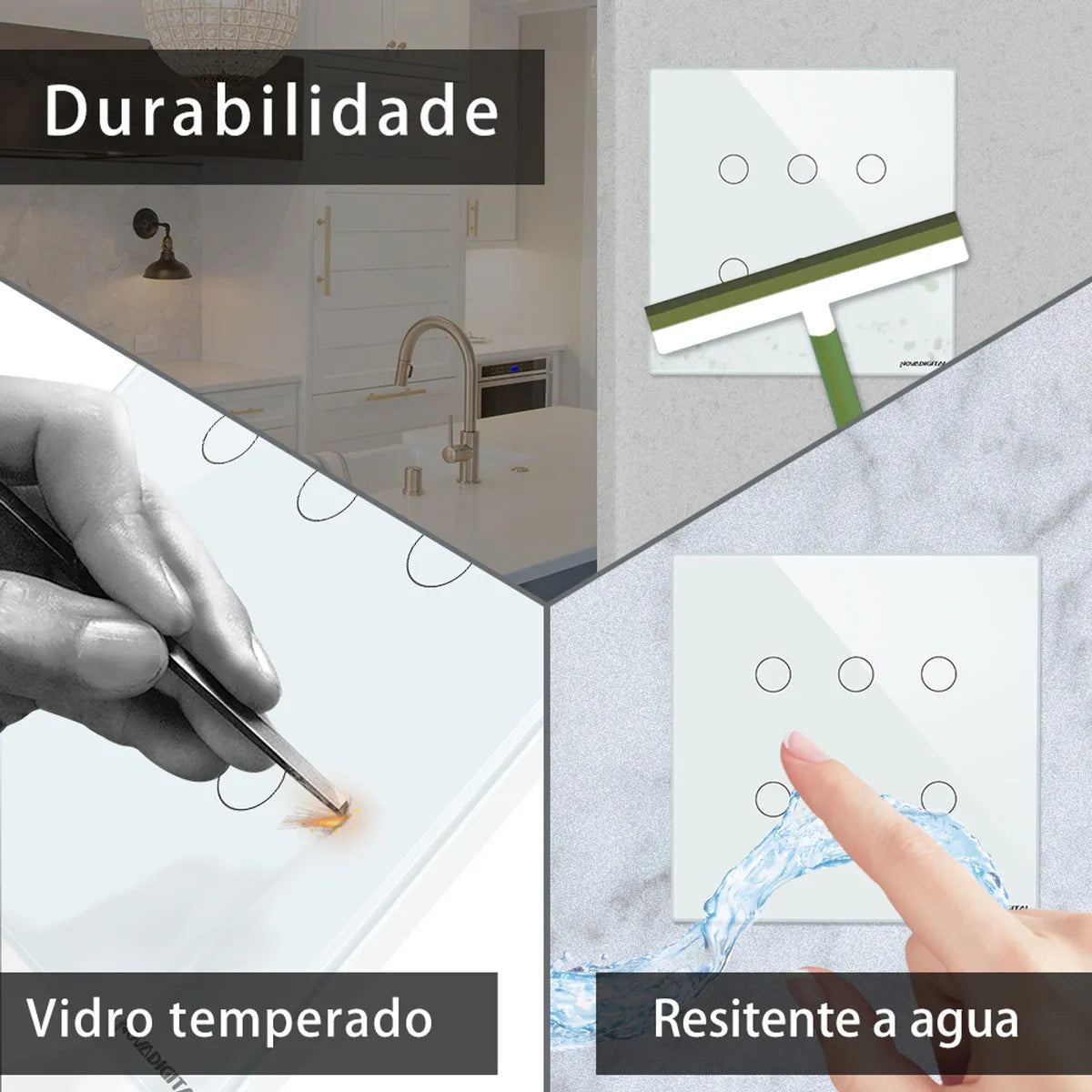 Interruptor De Luz Inteligente NovaDigital Zigbee 4 Teclas Touch 4x4 Cor Preto 10A 110/220V