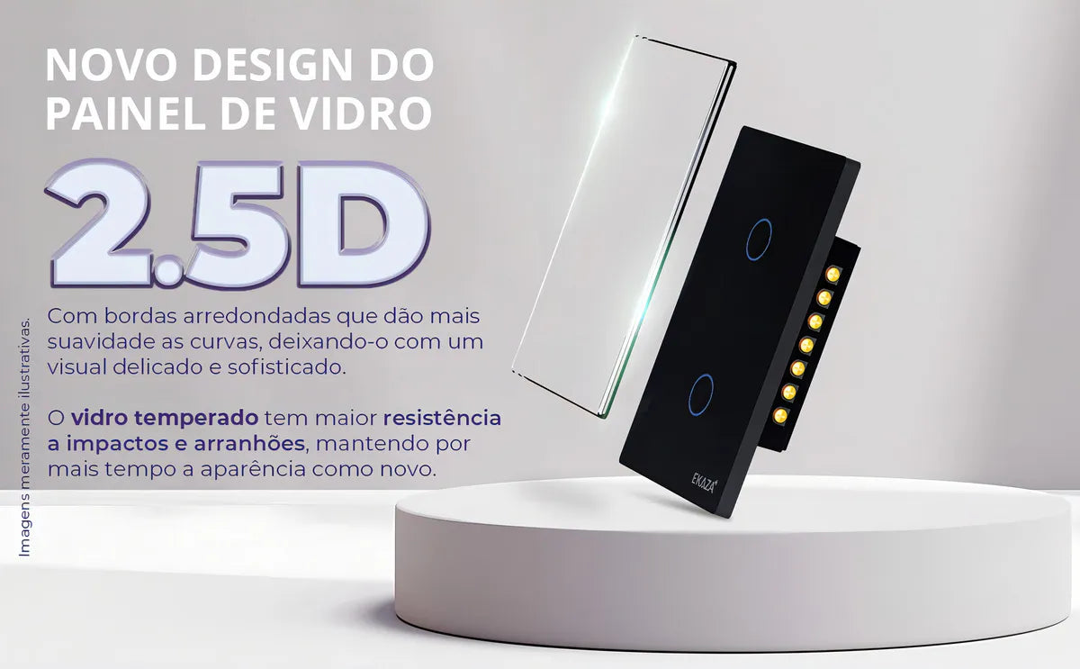 Interruptor De Luz Inteligente Ekaza Zigbee 2 Teclas Touch 4x2 Cor Preto 10A 110/220V