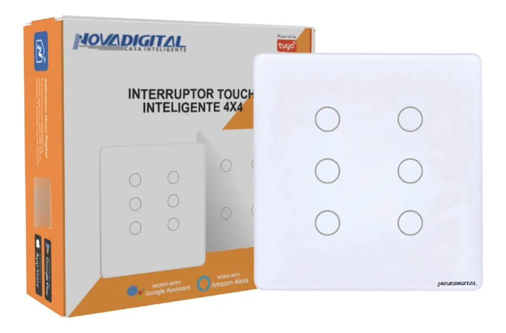 Interruptor De Luz Inteligente NovaDigital Zigbee 4 Teclas Touch 4x4 Cor Preto 10A 110/220V