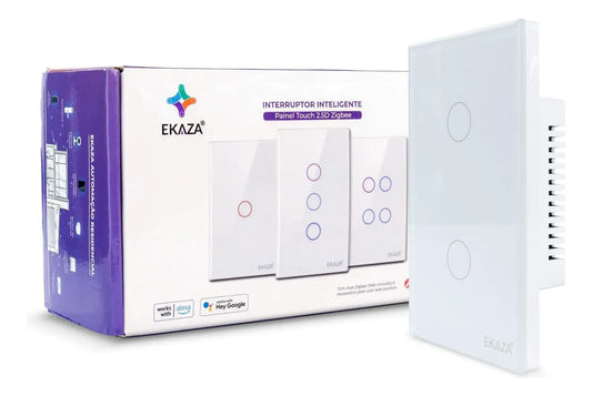 Interruptor De Luz Inteligente Ekaza Zigbee 2 Teclas Touch 4x2 Cor Branco 10A 110/220V
